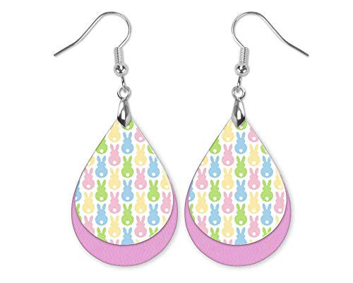 Easter Bunny Marshmallow Shape Teardrop Dangle Earrings