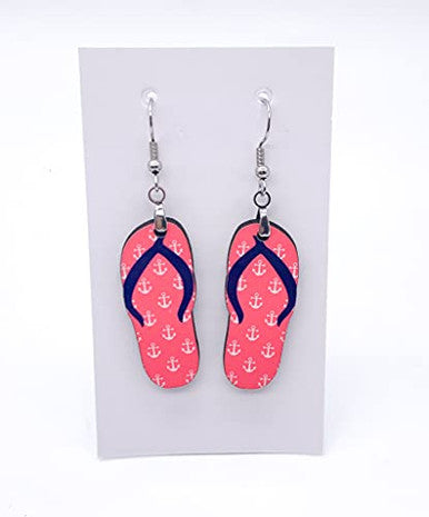 Flip Flop Summer Hardboard Dangle Earrings