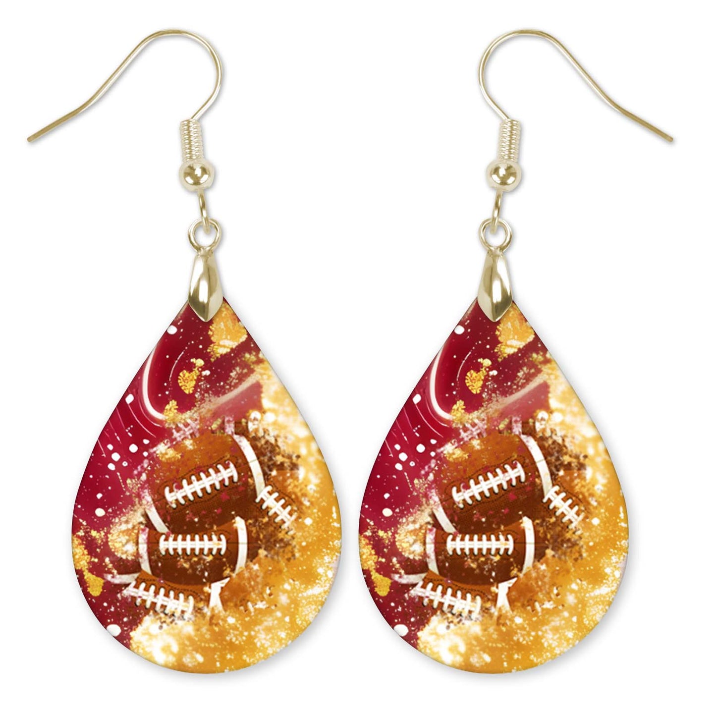 Handmade Red and Gold Football Themed Earrings - Perfect Gameday Accessory