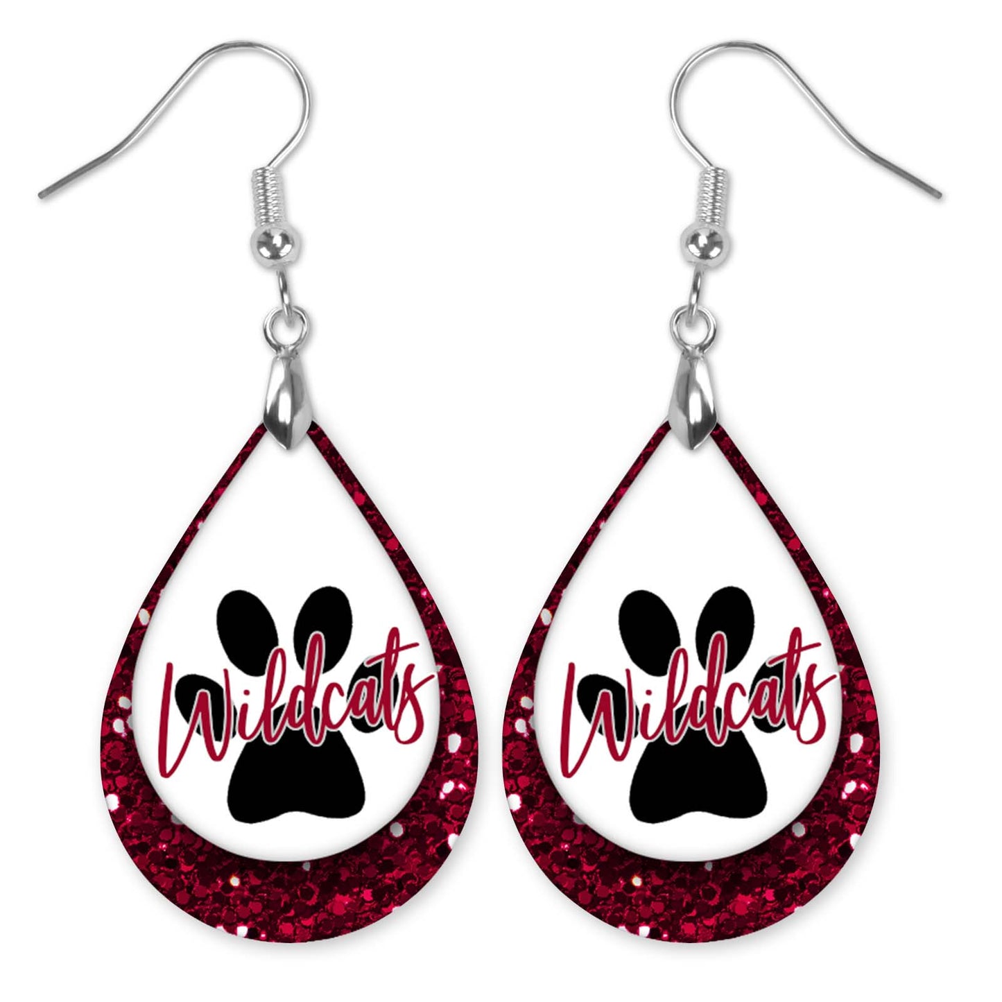 Volleyball Earrings Red Orange Boho Dangle Printed Wood