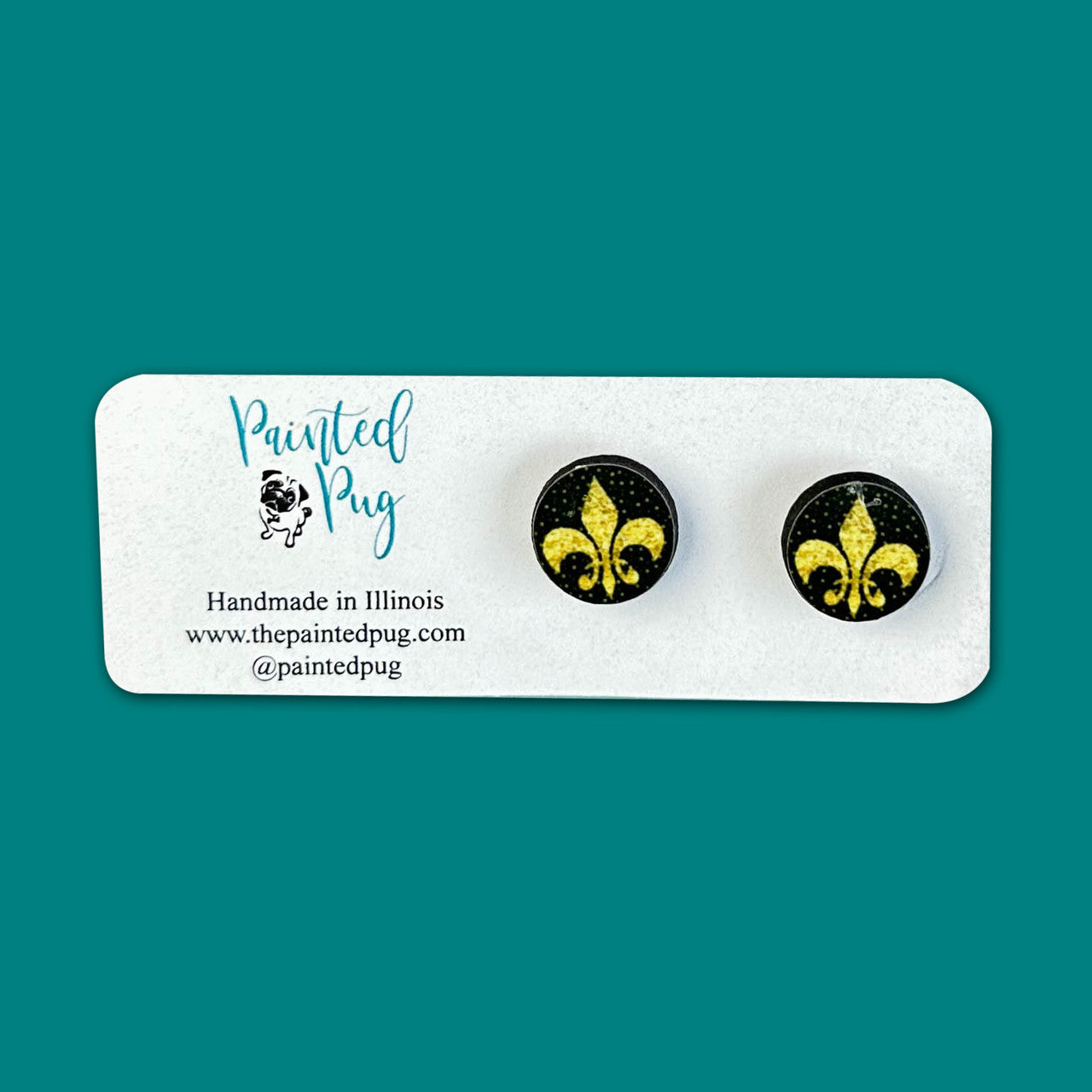Fleur De Lis Mardi Gras New Orleans Stud Earrings
