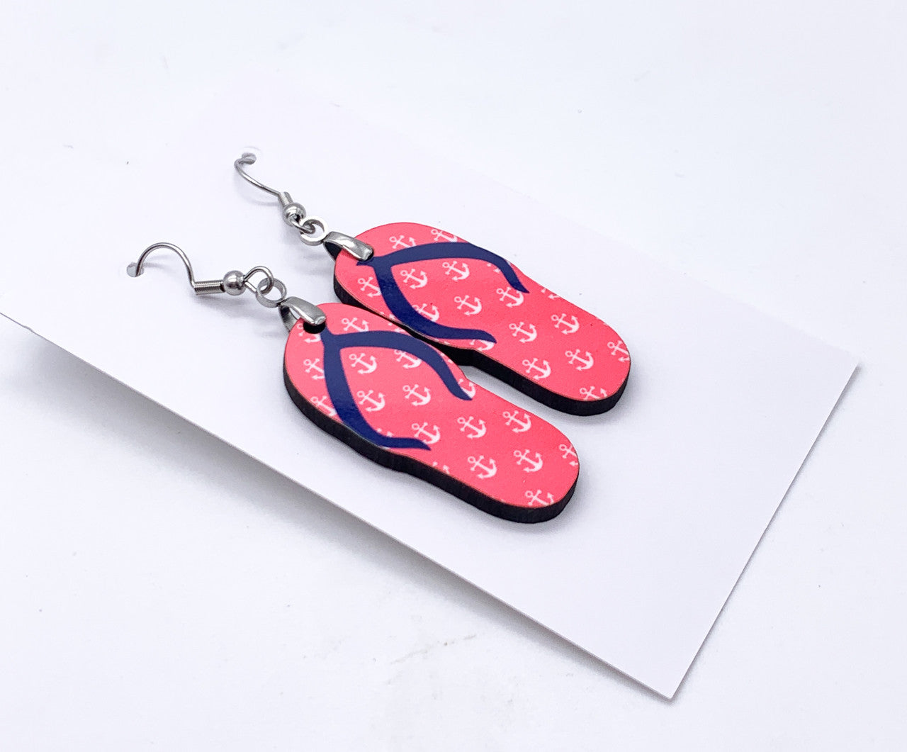 Flip Flop Summer Hardboard Dangle Earrings