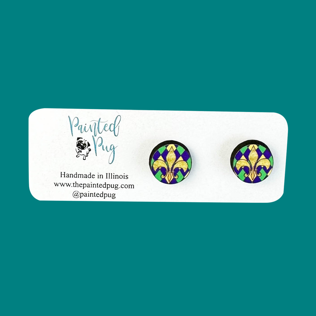 Mardi Gras Fleur De Lis New Orleans Stud Earrings
