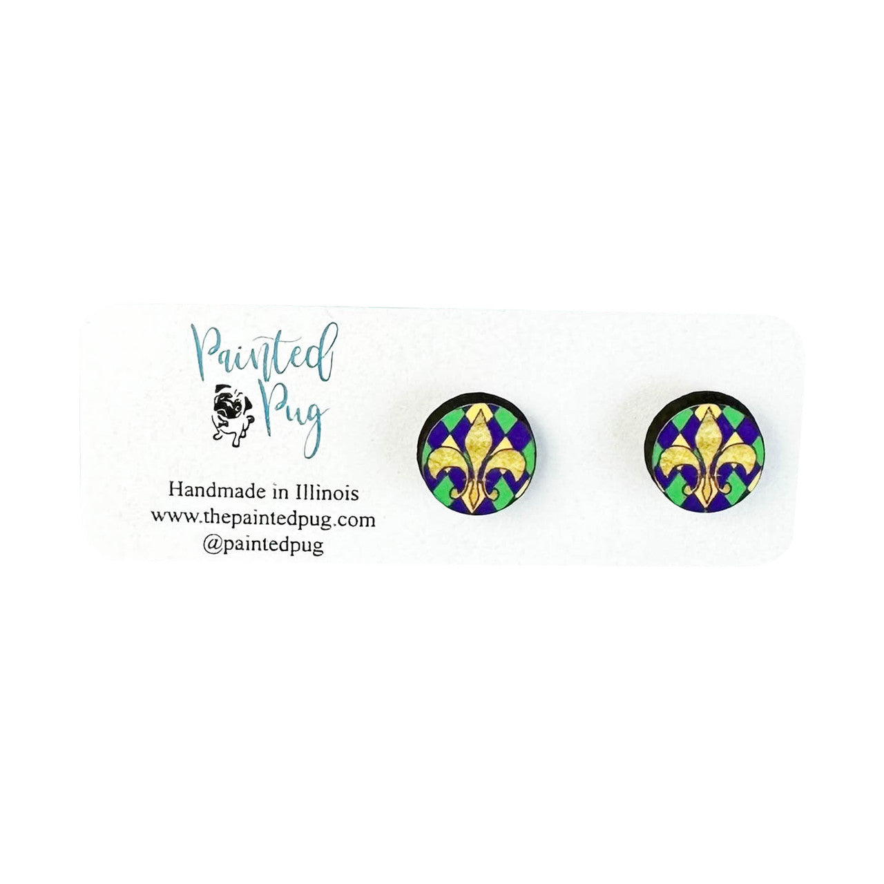Mardi Gras Fleur De Lis New Orleans Stud Earrings