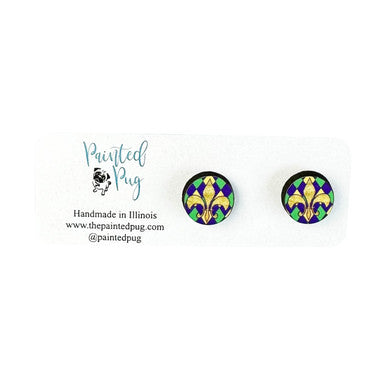 Mardi Gras Fleur De Lis New Orleans Stud Earrings