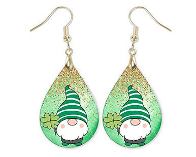 Gnome Leprechaun St. Patrick's Day Teardrop Earrings