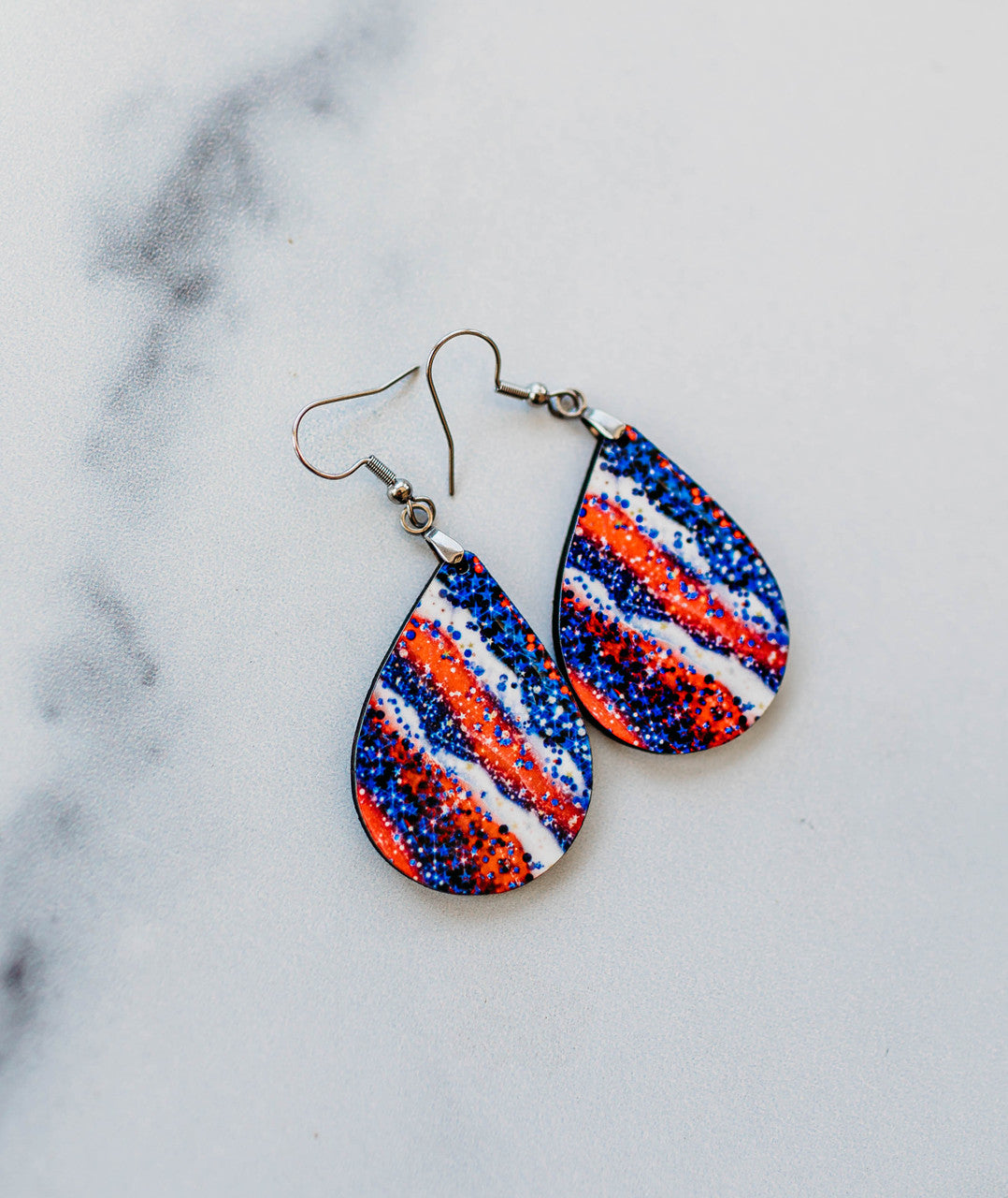 July 4th Earrings Red White and Blue Dangle Earrings