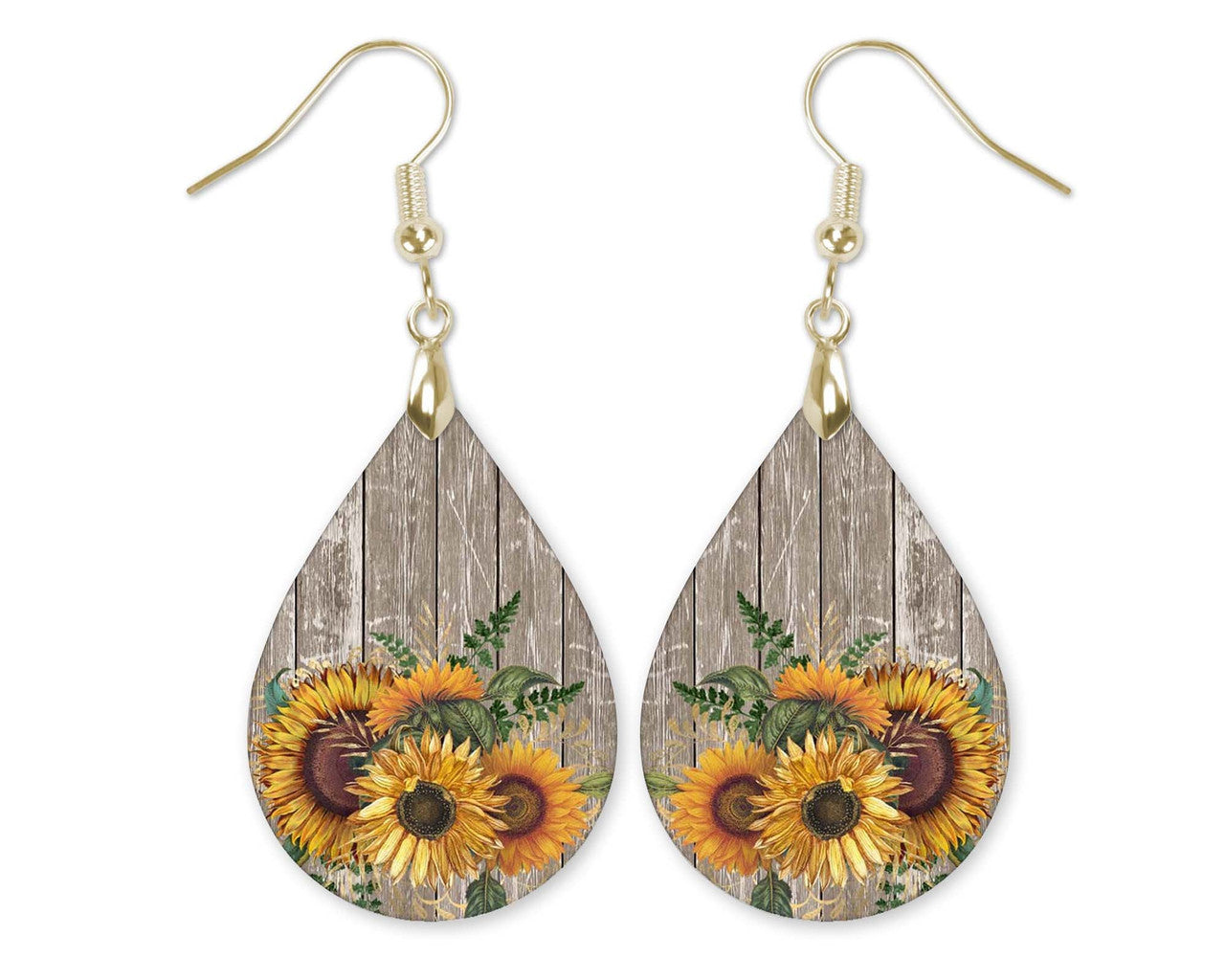 Sunflower Barn Wood Earrings Teardrop Dangle Earrings