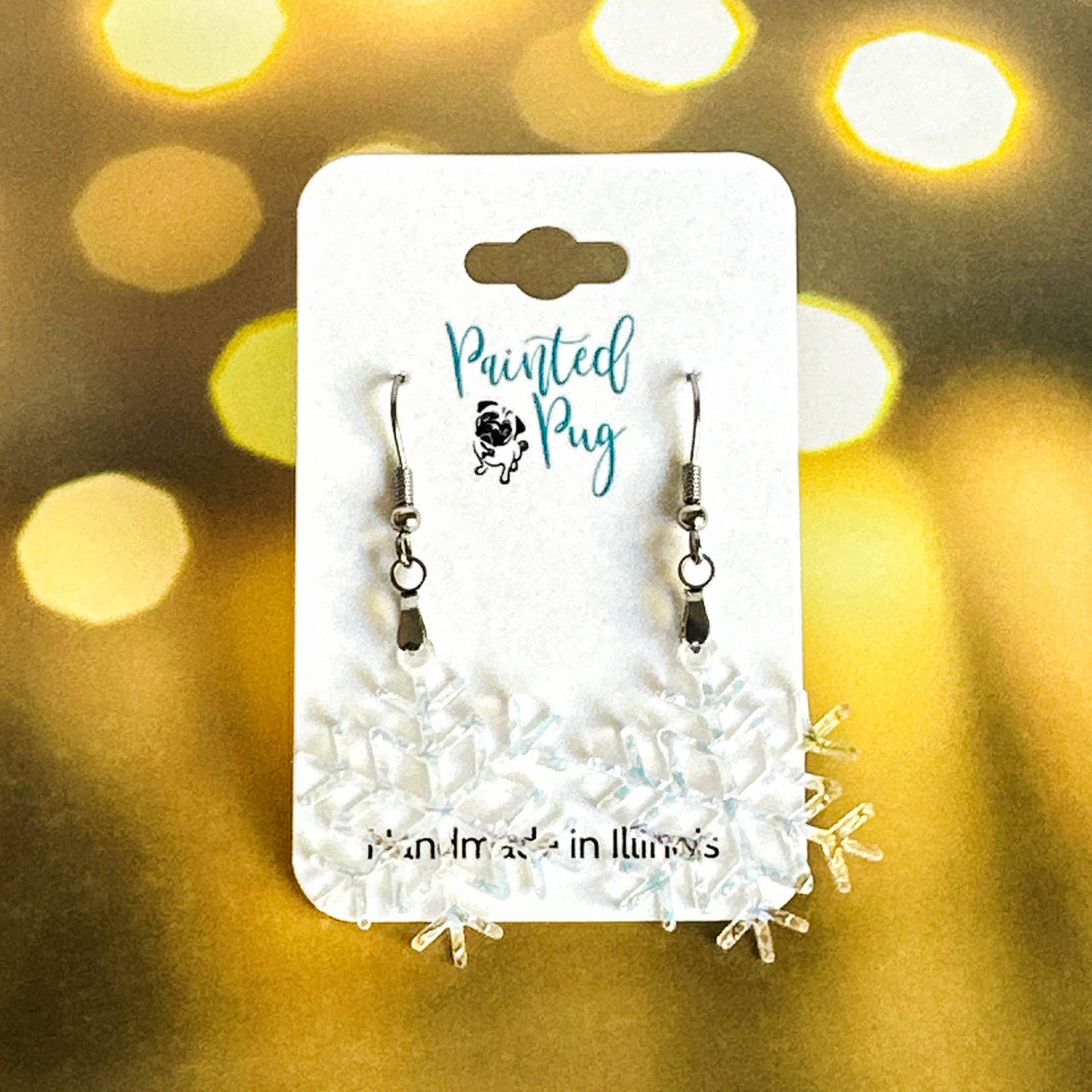 Snowflake Iridescent Acrylic Christmas Dangle Earrings