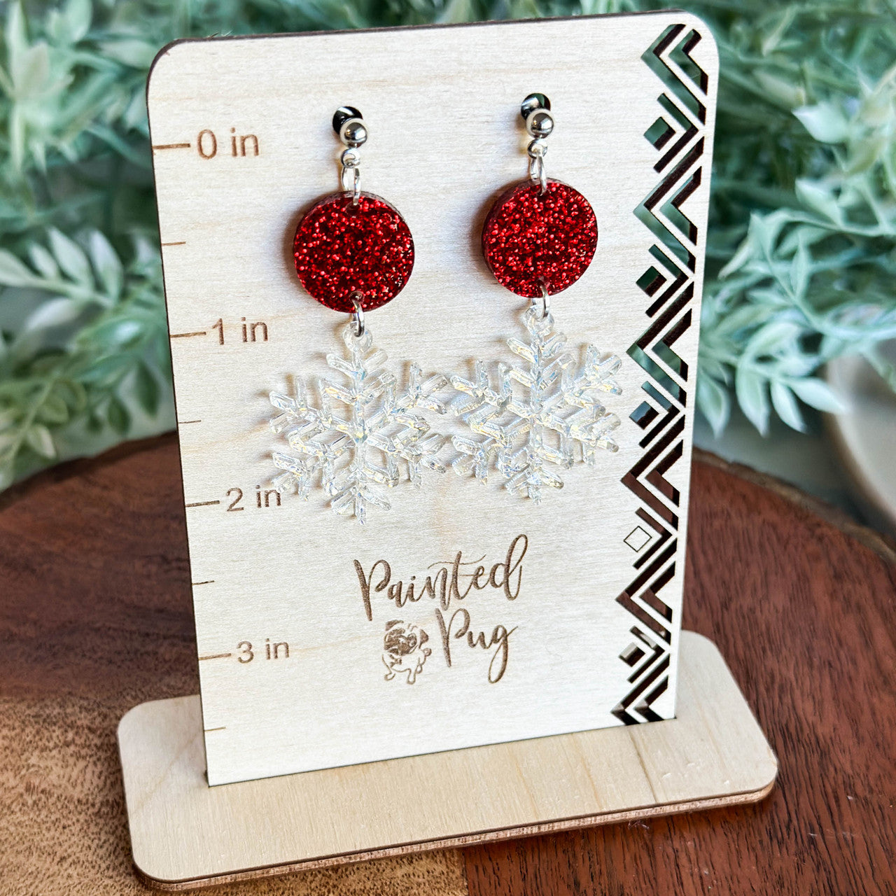 Snowflake Iridescent Glittered Acrylic Christmas Dangle Earrings