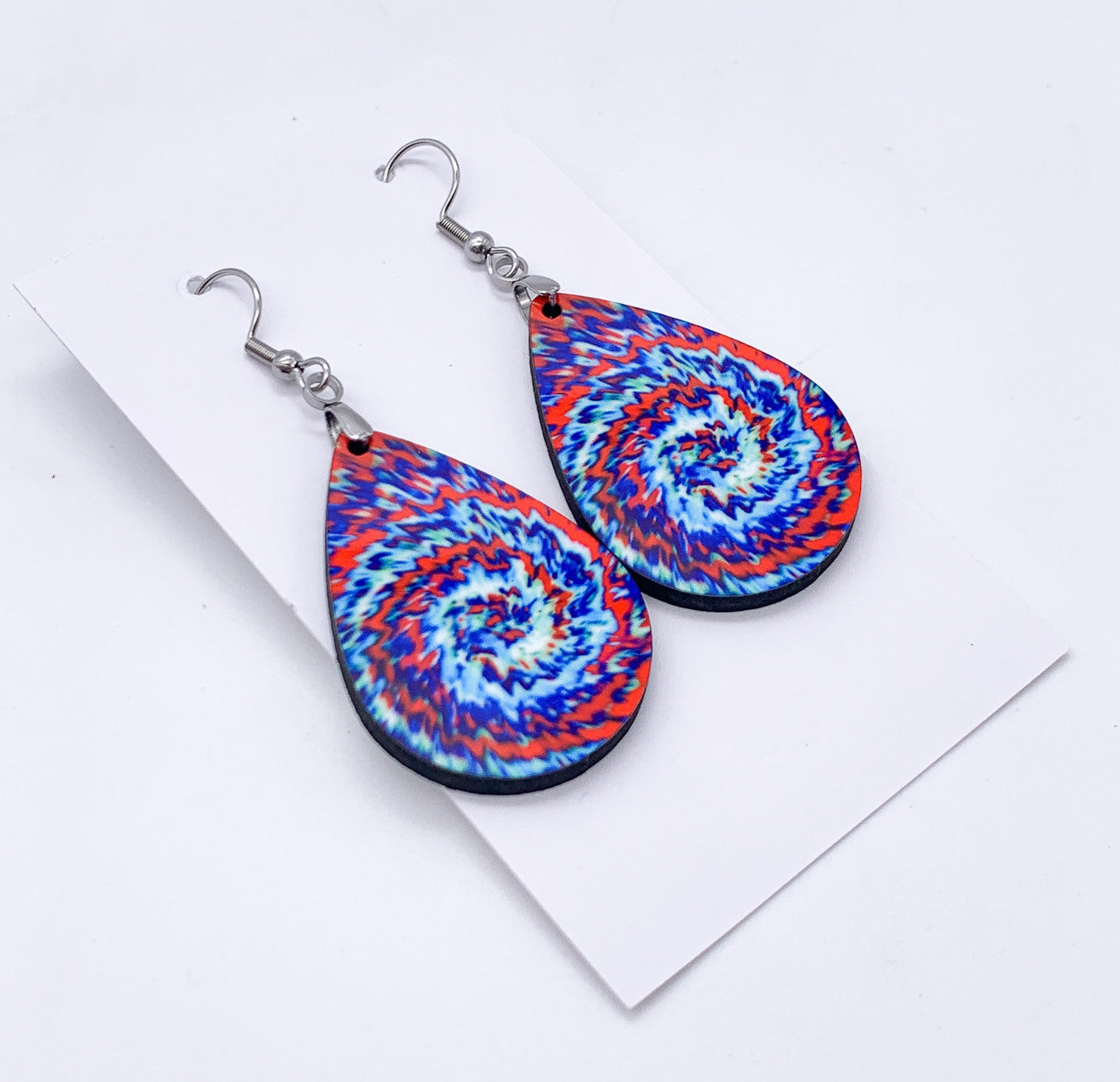 Tie Dye Hippie Hipster Boho Teardrop Dangle Earrings