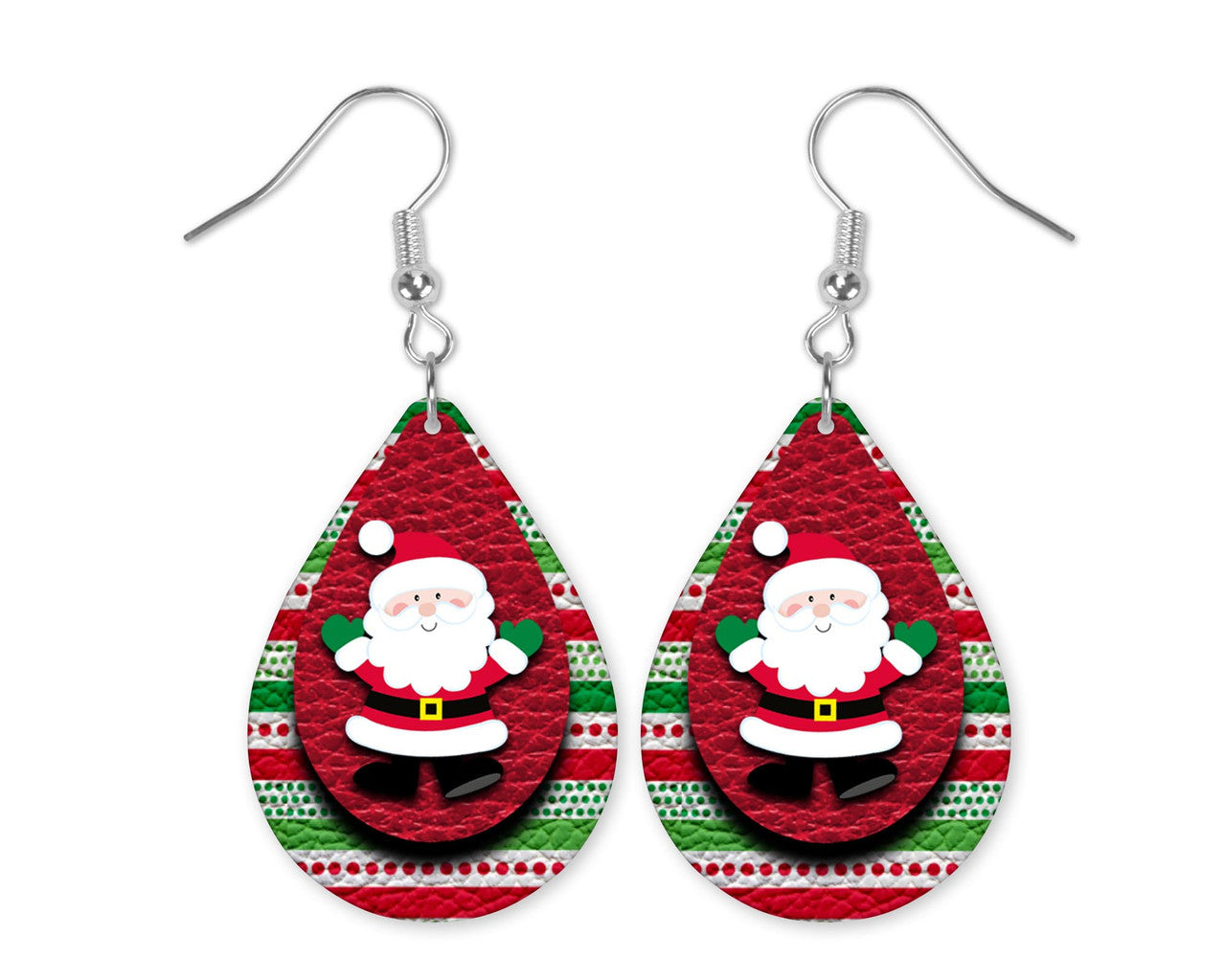 Santa Claus Christmas Teardrop Dangle Earrings – Festive & Fun Holiday Jewelry
