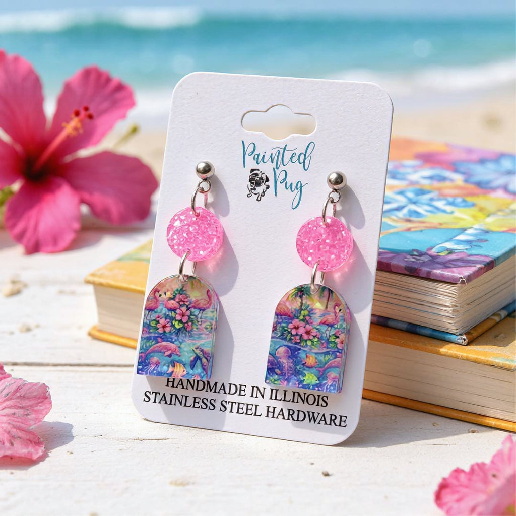 Flamingo Beach Dangle Earrings