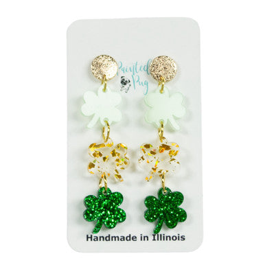 Dangly St Patrick's Day Shamrock Earrings for Women