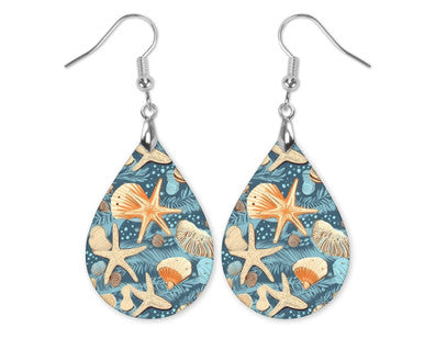Beach Starfish Teardrop Earrings