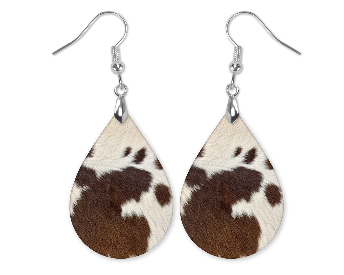 Cow Print Earrings – Western Cowhide Teardrop Earrings, Lightweight Handmade Jewelry