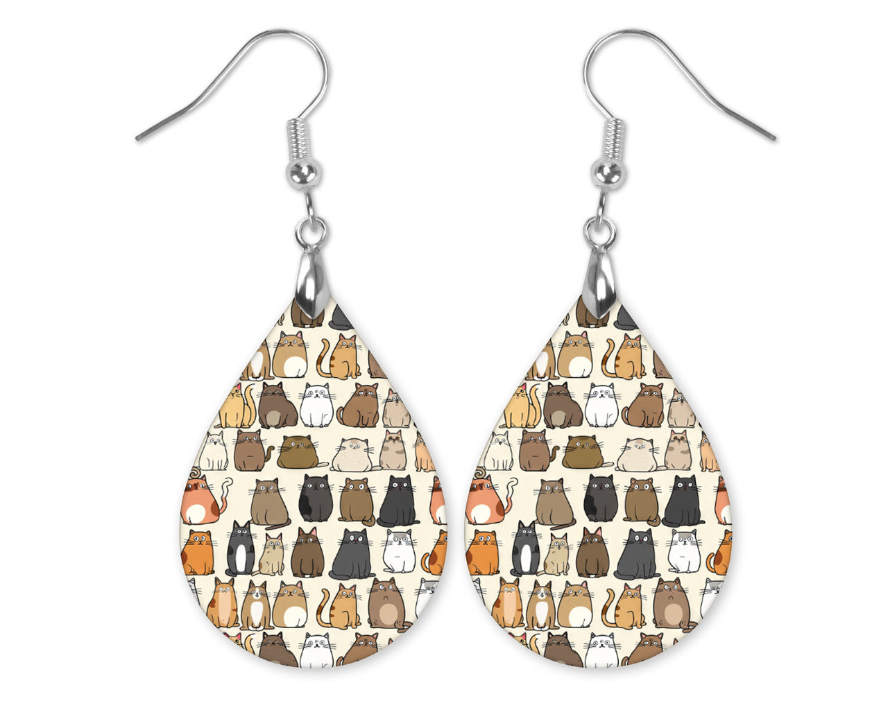 Cats Dangle Teardrop Earrings