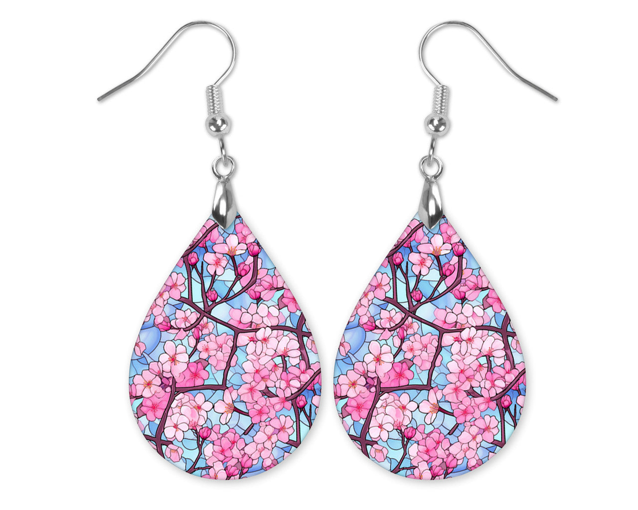 Cherry Blossom 2 Dangle Teardrop Earrings