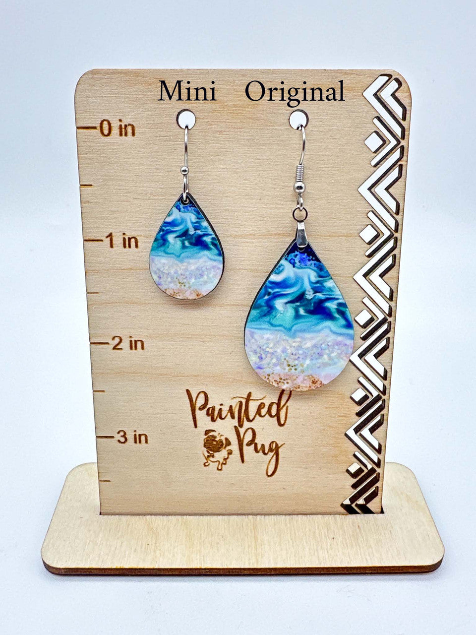 Beach Teardrop Earrings – Handmade Ocean Wave Earrings in Two Sizes