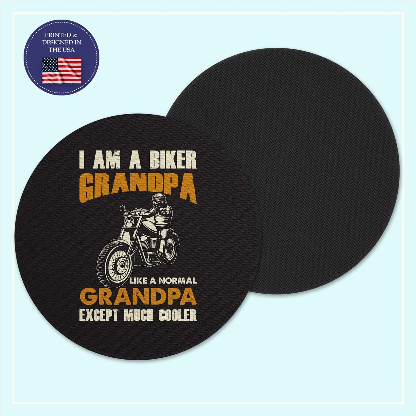 Biker grandpa neoprene coaster