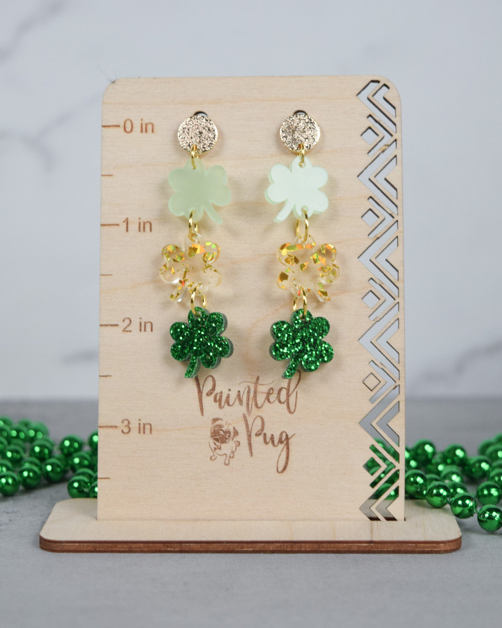 Dangly St Patrick's Day Shamrock Earrings for Women