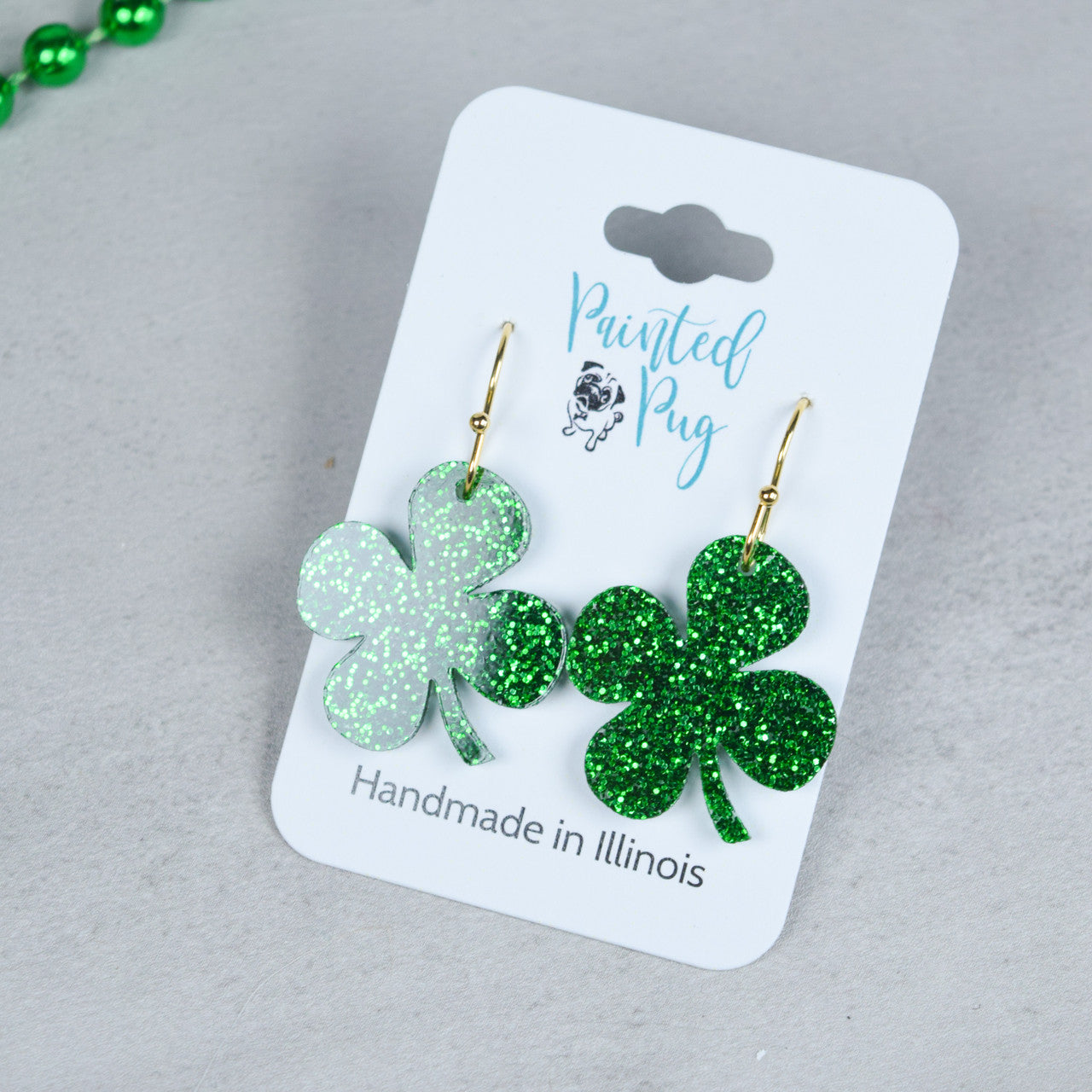 St Patrick's Day Clover Dangle Earrings
