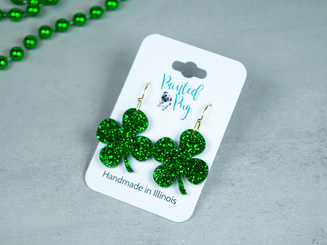 St Patrick's Day Earrings Shamrock Dangle Earrings