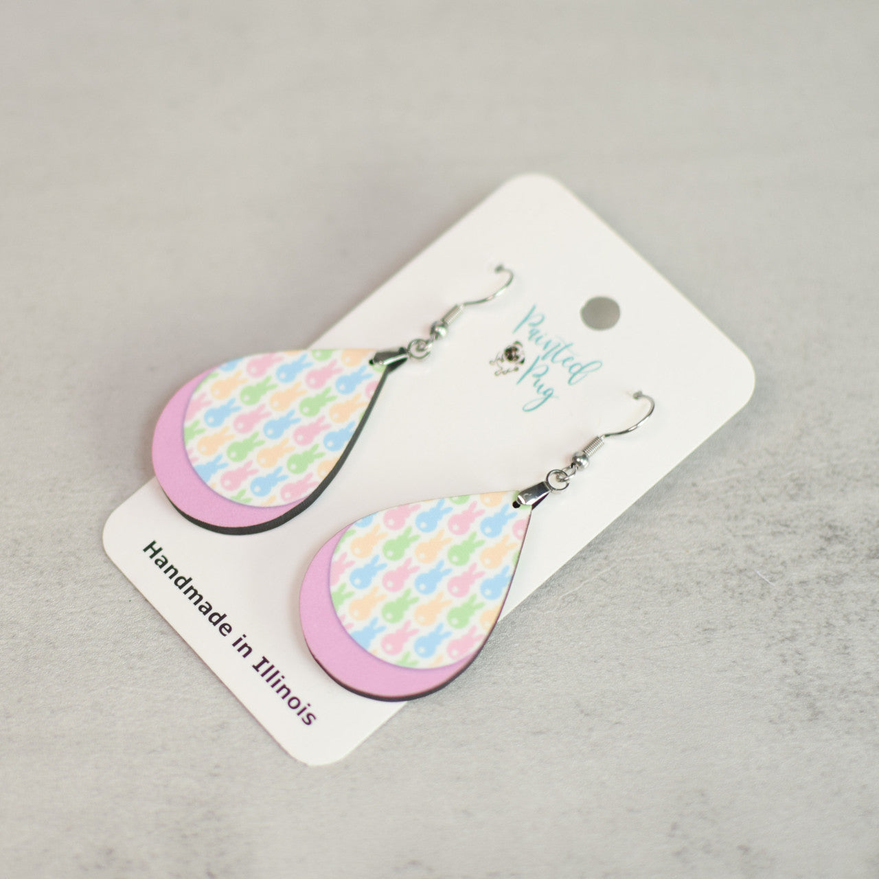 Easter Bunny Marshmallow Shape Teardrop Dangle Earrings