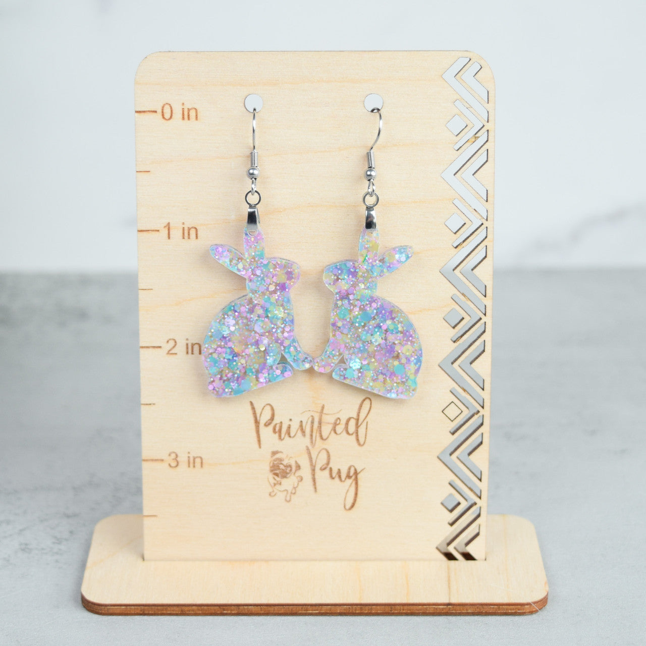 Easter Earrings for Women Purple Glitter Acrylic