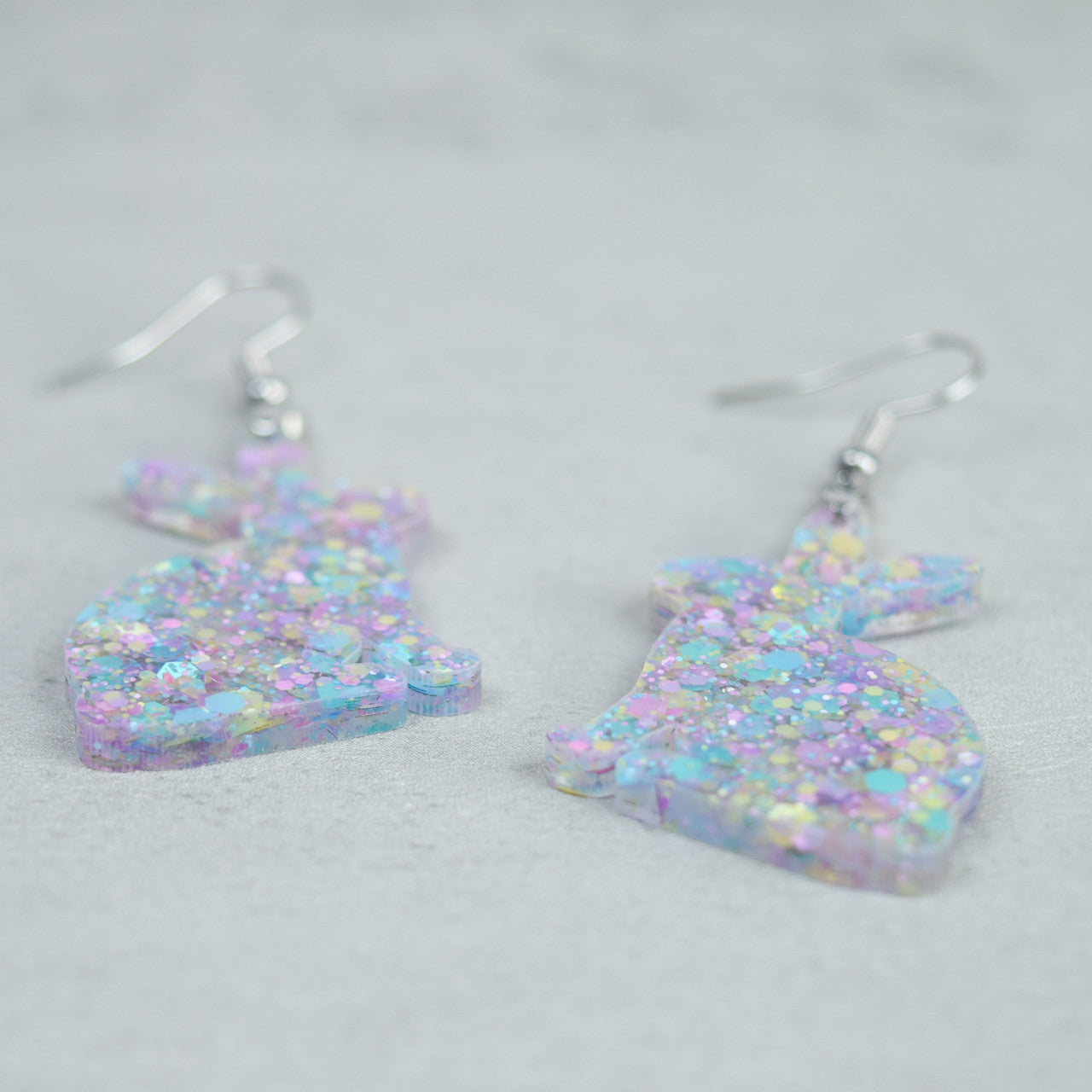 Easter Earrings for Women Purple Glitter Acrylic