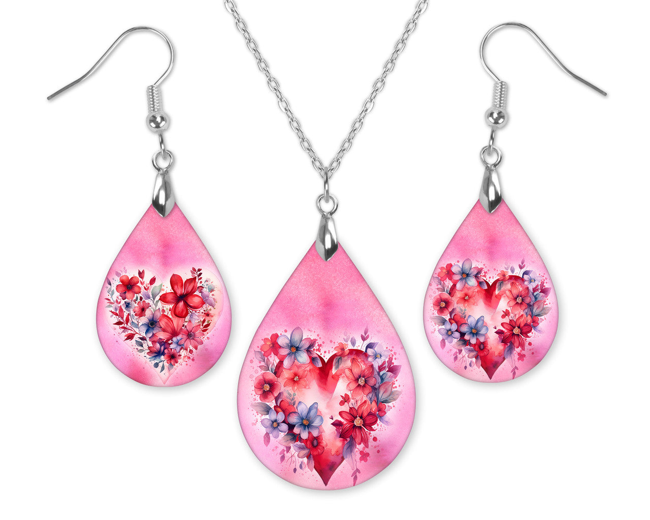 Valentine's Day Floral Heart 2 Earrings