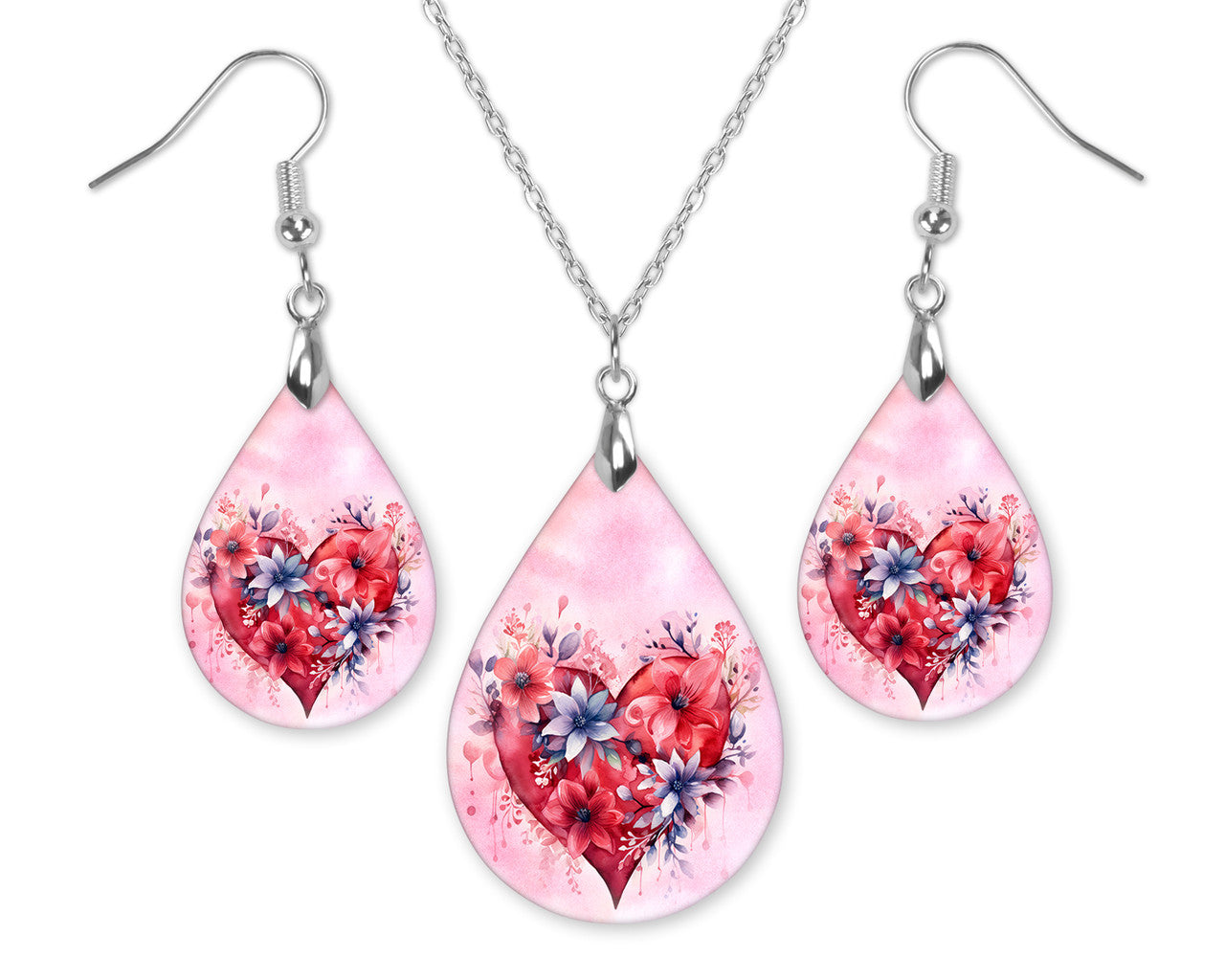 Valentine's Day Floral Heart 3 Earrings