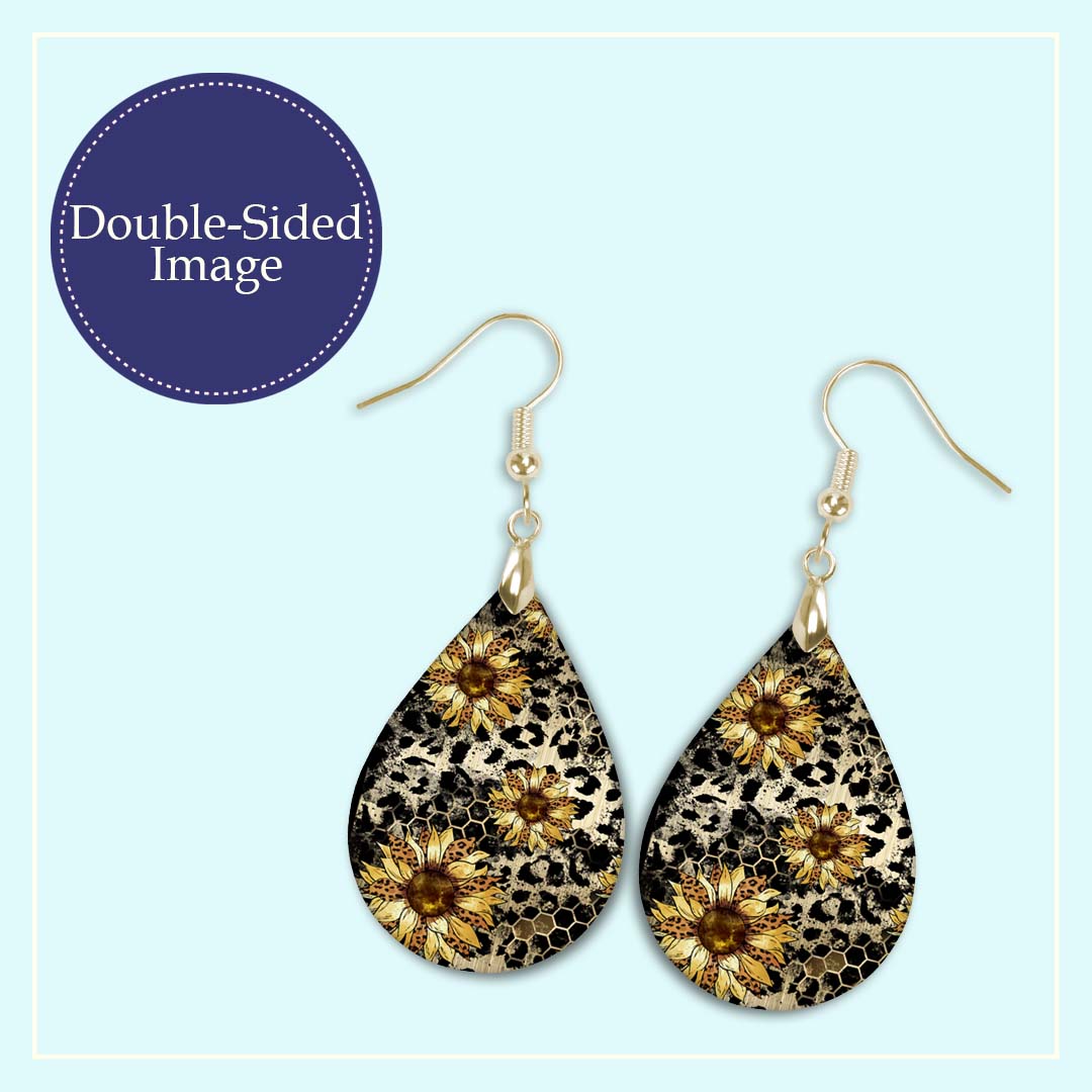 Sunflower Leopard Print Dangle Earrings