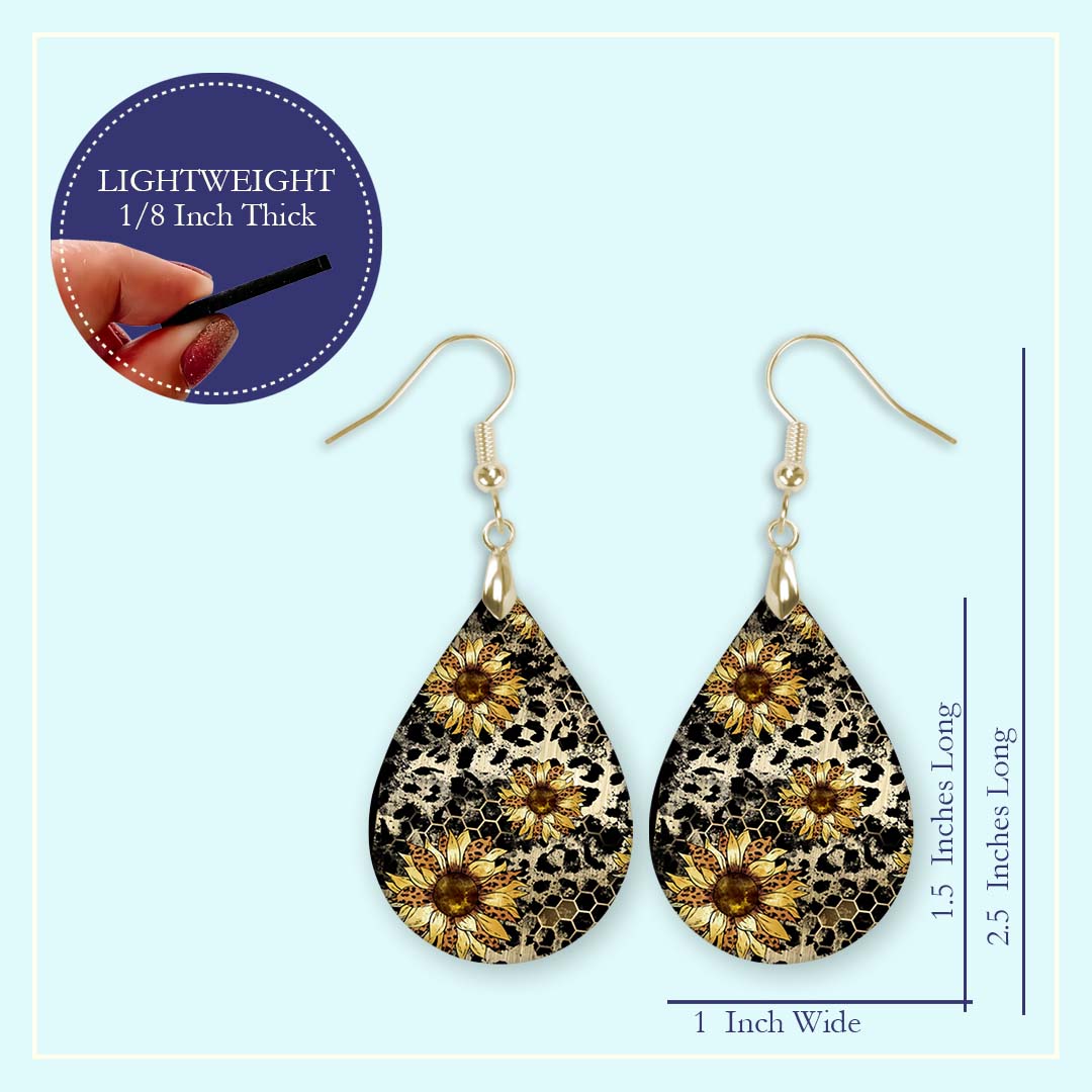 Sunflower Leopard Print Dangle Earrings