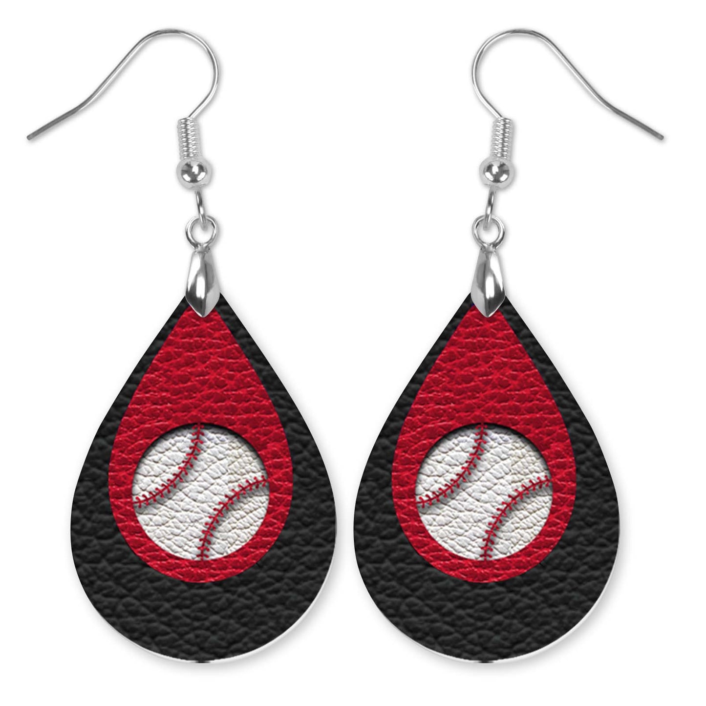 Baseball Earrings – Black & Red Game Day Jewelry in Two Sizes