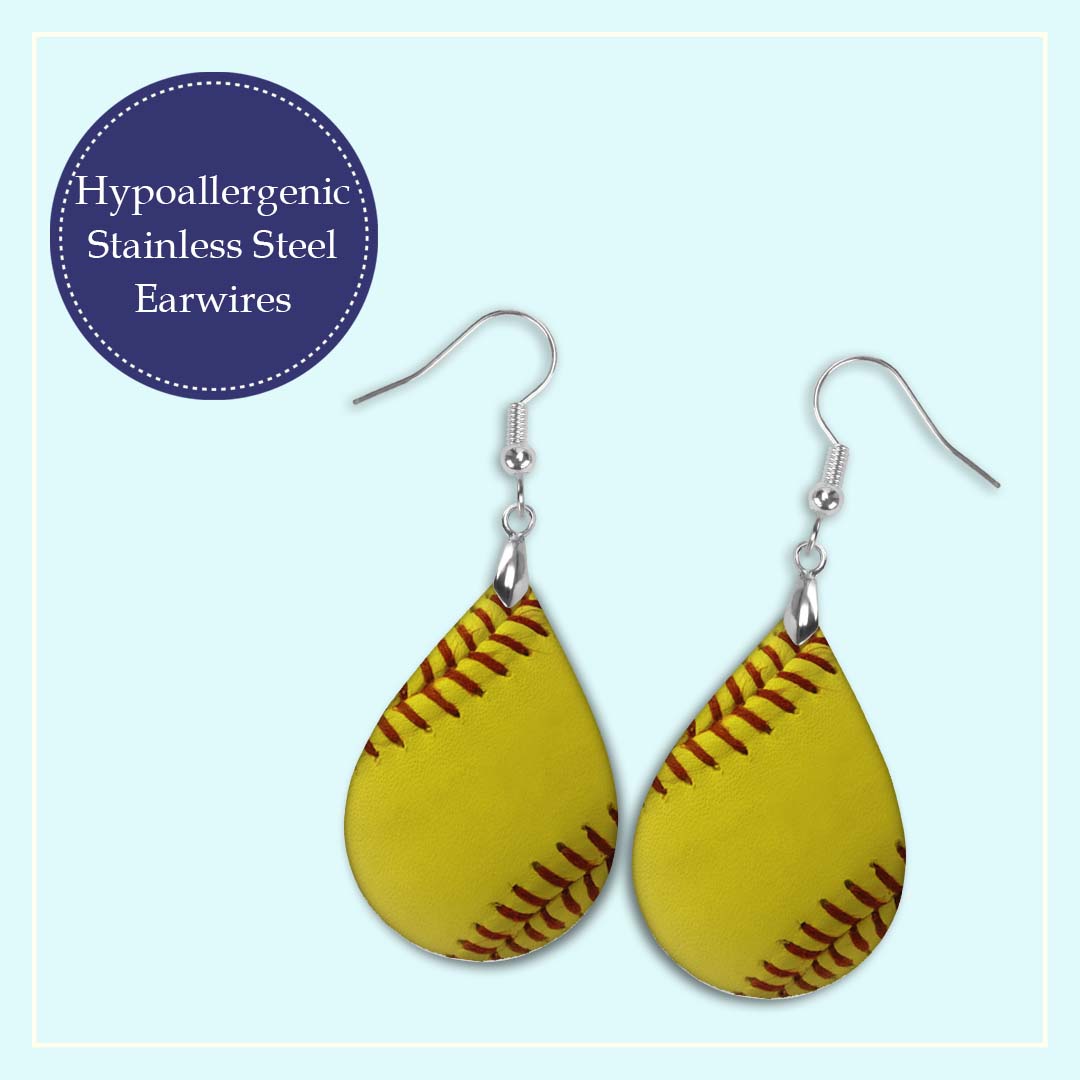 Softball Teardrop Earrings – Handmade Gameday Jewelry