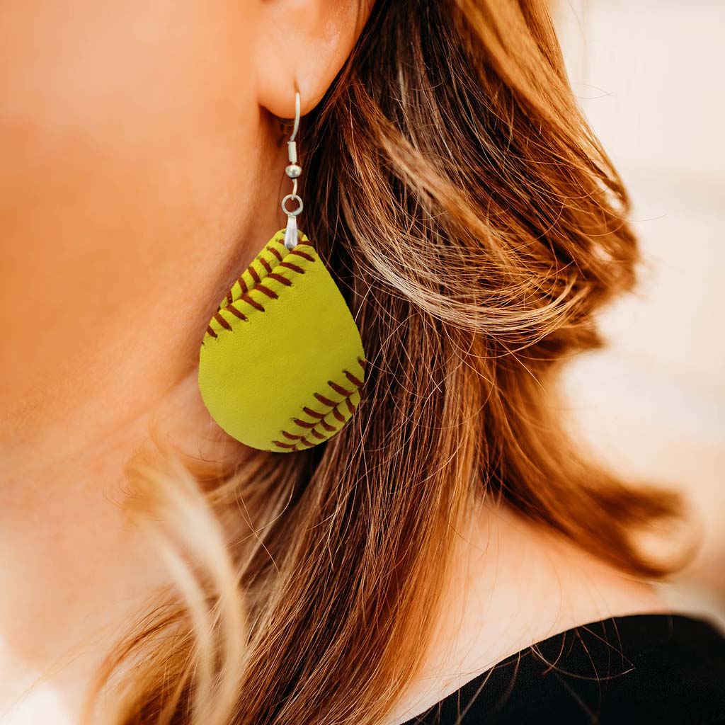 Softball Teardrop Earrings – Handmade Gameday Jewelry