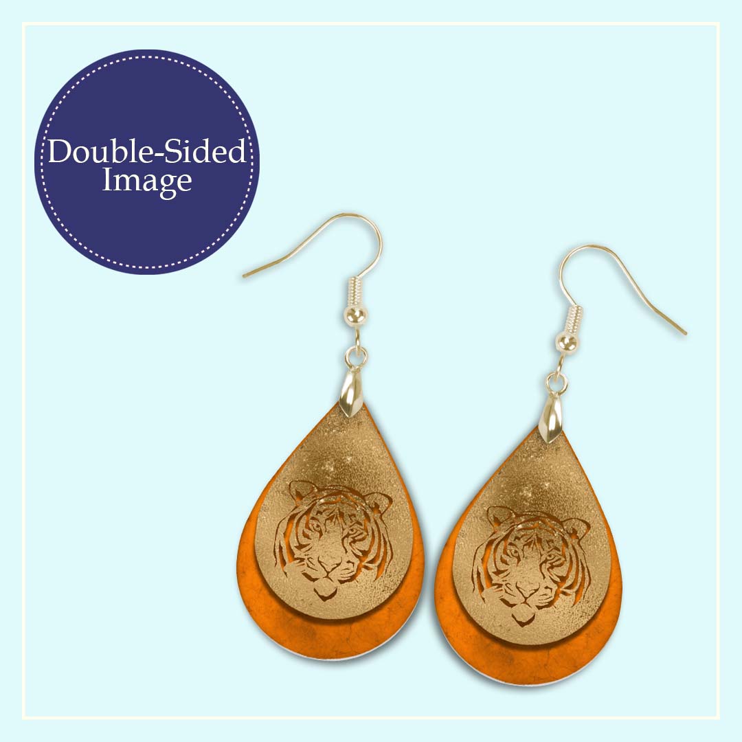 Tiger Orange and Gold Teardrop Earrings – Gameday Statement Jewelry