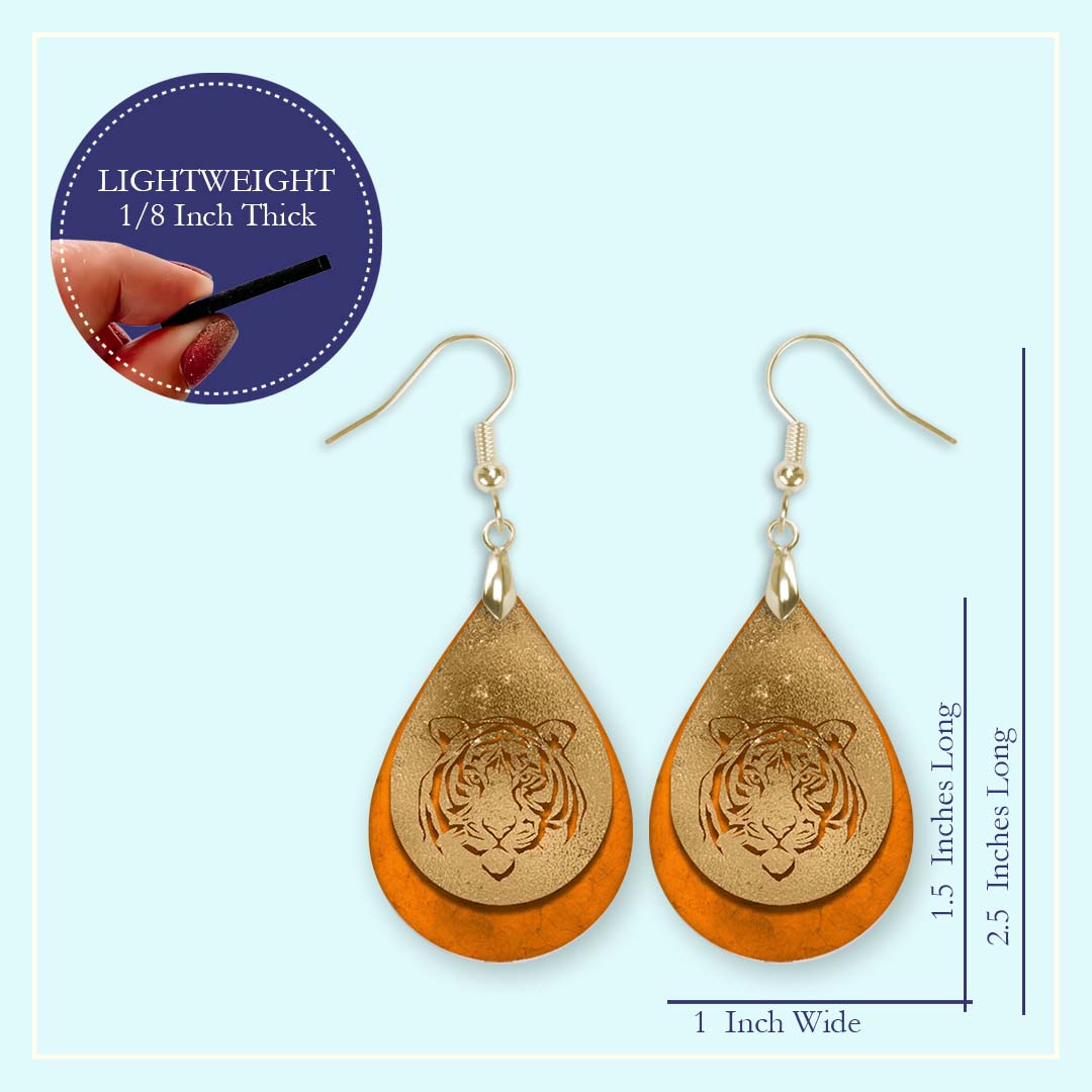 Tiger Orange and Gold Teardrop Earrings – Gameday Statement Jewelry