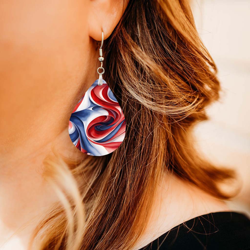 Patriotic Teardrop Earrings – Red White Blue July 4th Dangles
