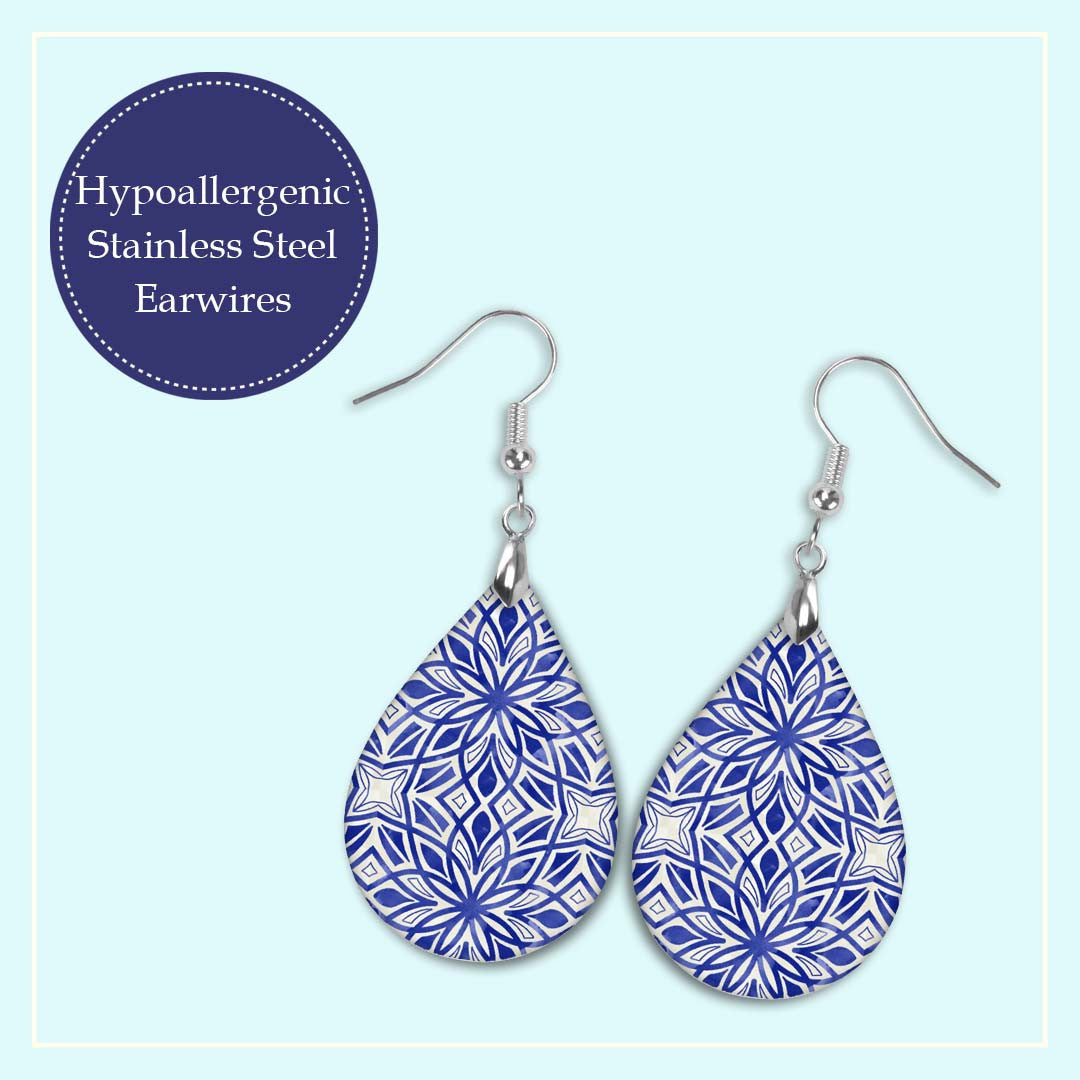 Blue Mosaic Teardrop Earrings