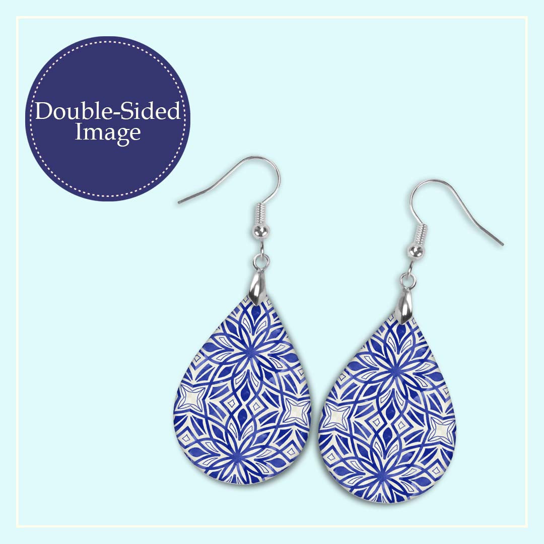 Blue Mosaic Teardrop Earrings