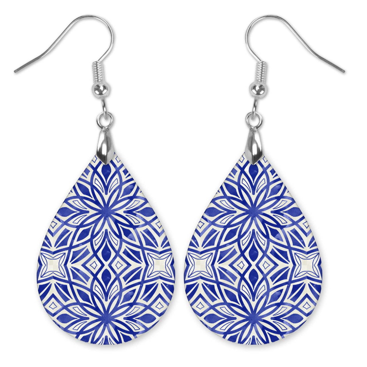 Blue Mosaic Teardrop Earrings