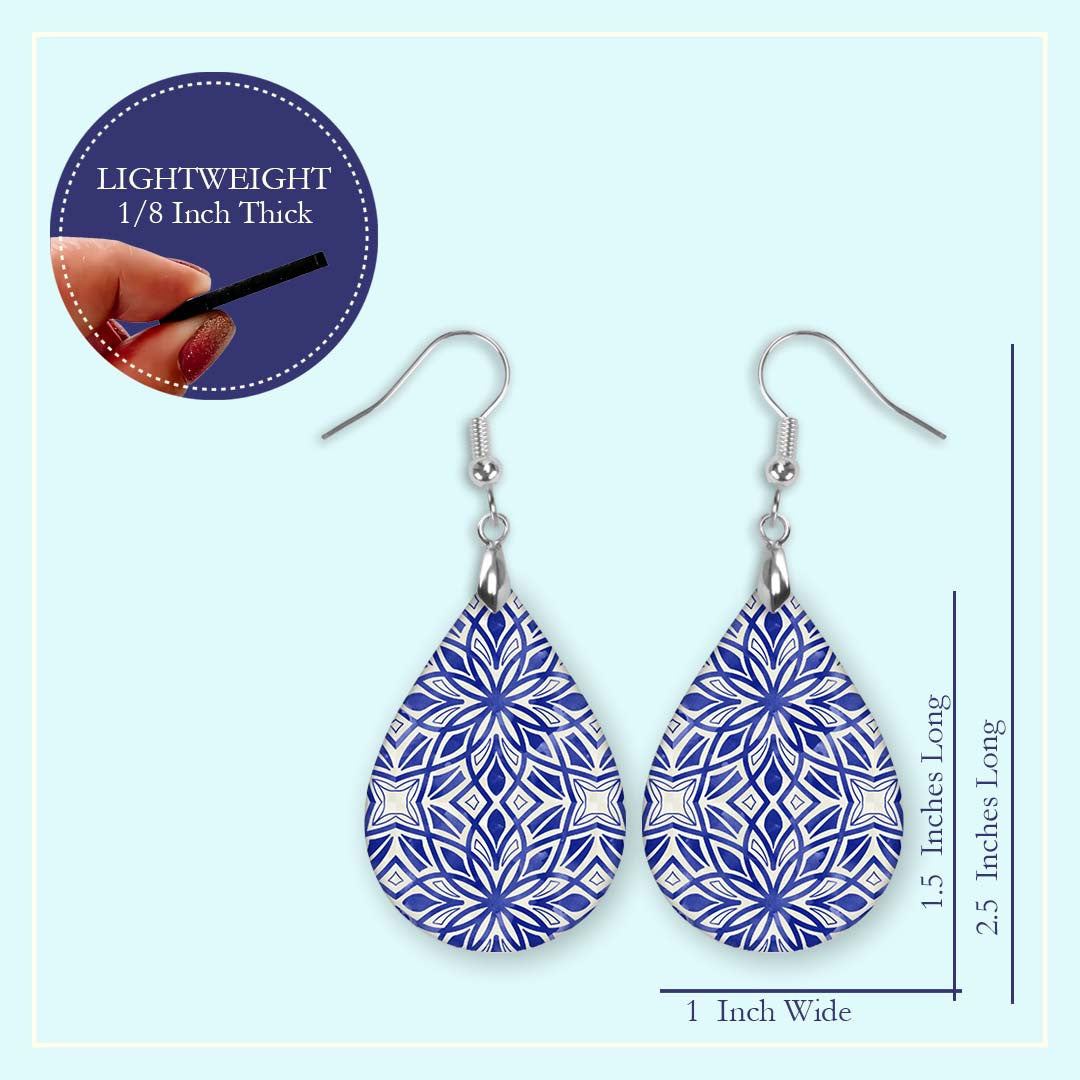Blue Mosaic Teardrop Earrings
