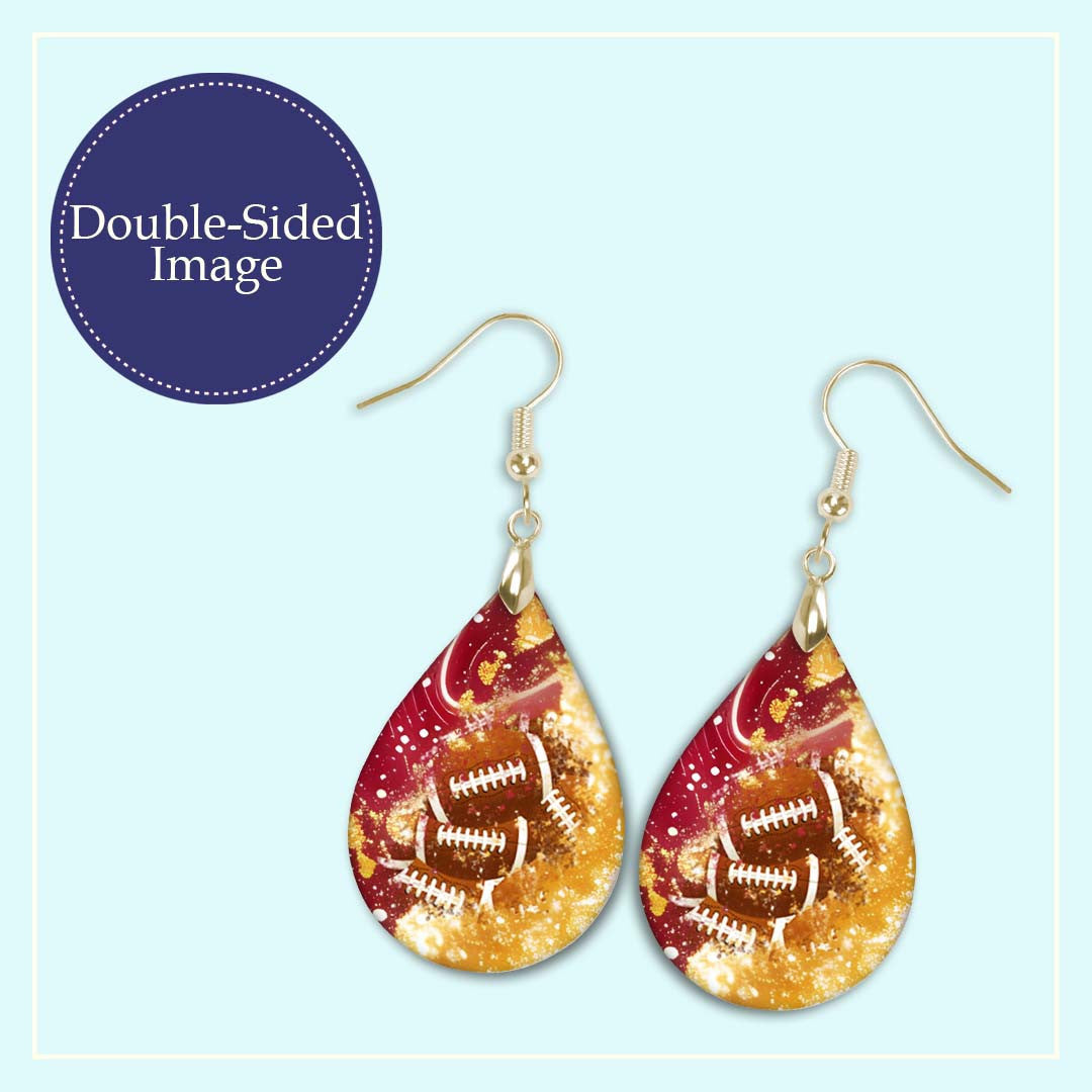 Handmade Red and Gold Football Themed Earrings - Perfect Gameday Accessory