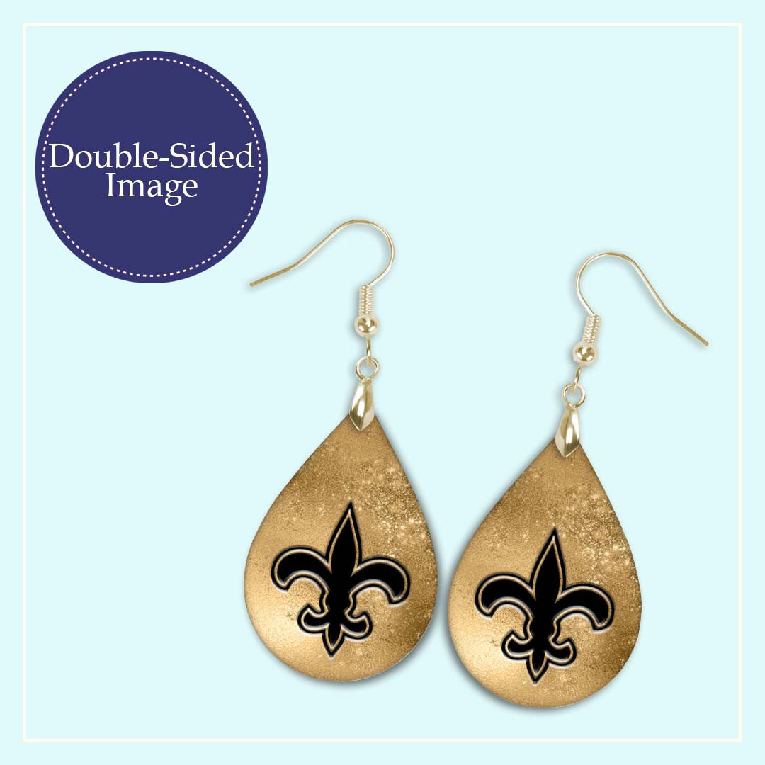Handmade Fleur de Lis Earrings in Gold and Black | Mardi Gras Festival Special