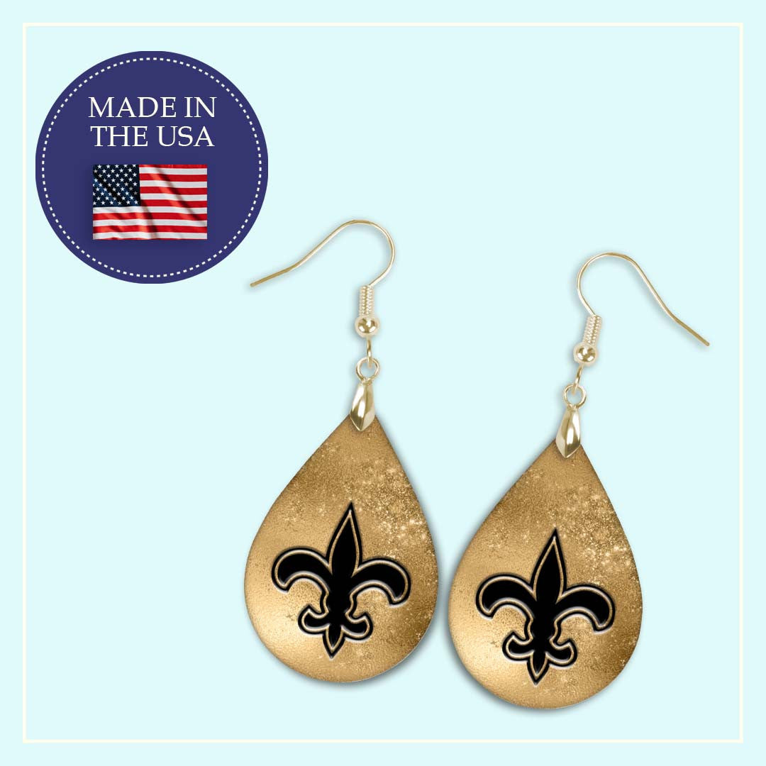 Handmade Fleur de Lis Earrings in Gold and Black | Mardi Gras Festival Special
