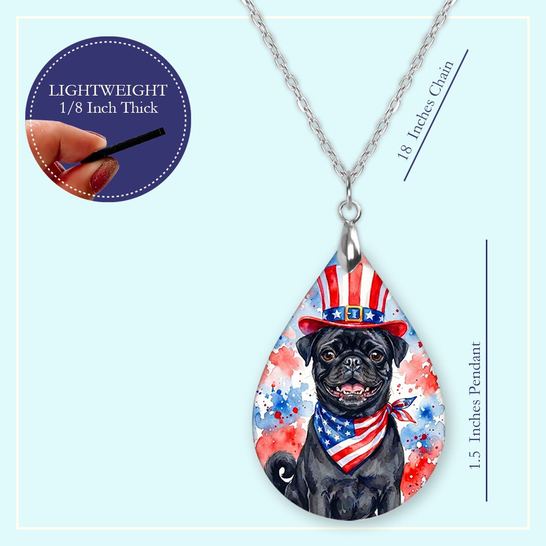 Black Pug 4th of July Earrings – Patriotic Pug Mom