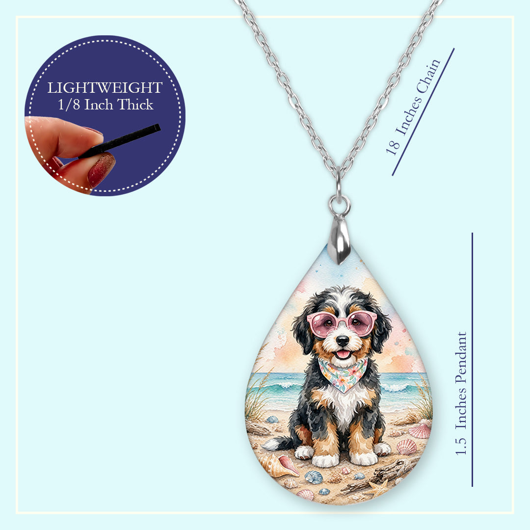 Bernedoodle Beach Dog Mom Teardrop Earrings