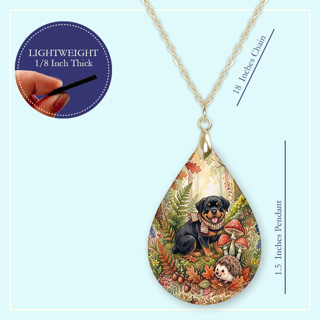 18 inch chain length guide for the Rottweiler woodland teardrop pendant necklace